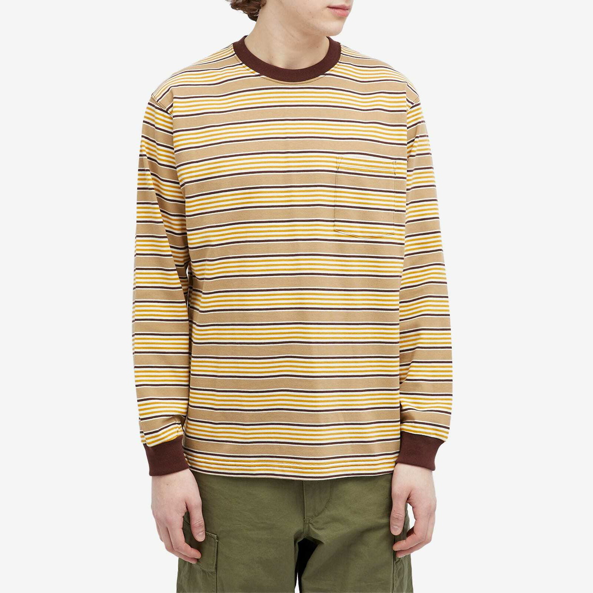 yellow black striped long sleeve shirt