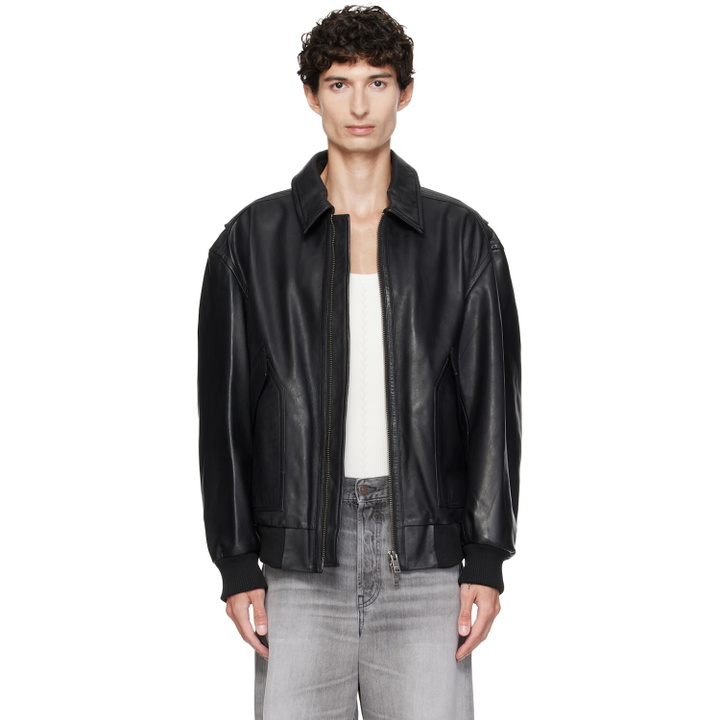 Photo: BOSS Black Washed Aviator Leather Jacket