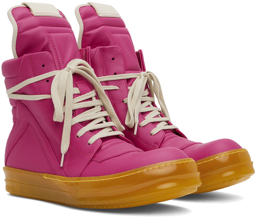 靴 Rick owens geobasket pink long-hair-geobasket-in-dirty-