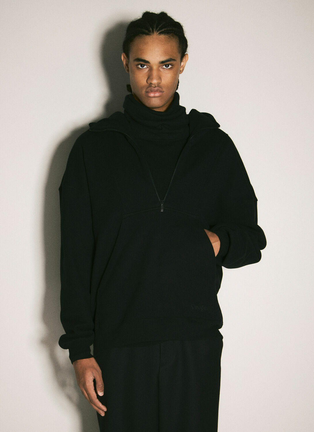 Saint Laurent Half-Zip Hooded Sweatshirt