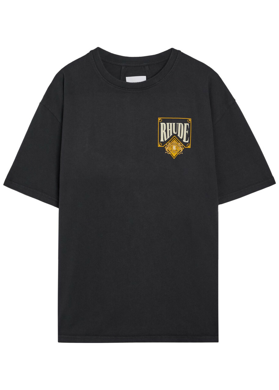 Rhude Playing Card Printed Cotton T-shirt Black