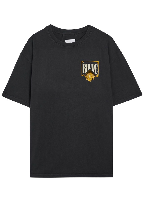 Photo: Rhude Playing Card Printed Cotton T-shirt Black