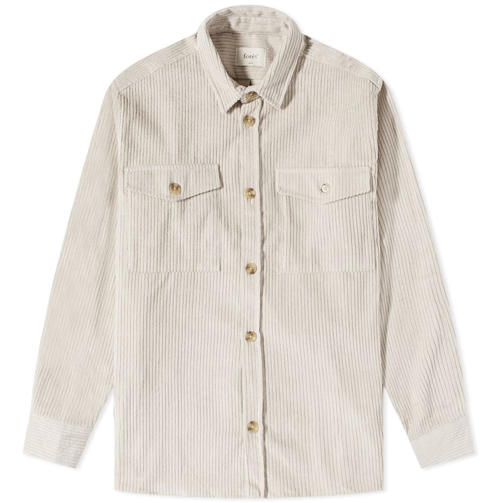 Photo: Foret Men's Dense Corduroy Overshirt in Khaki