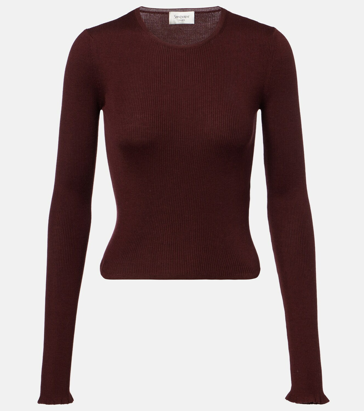 Saint Laurent Ribbed-knit wool, cashmere, and silk top