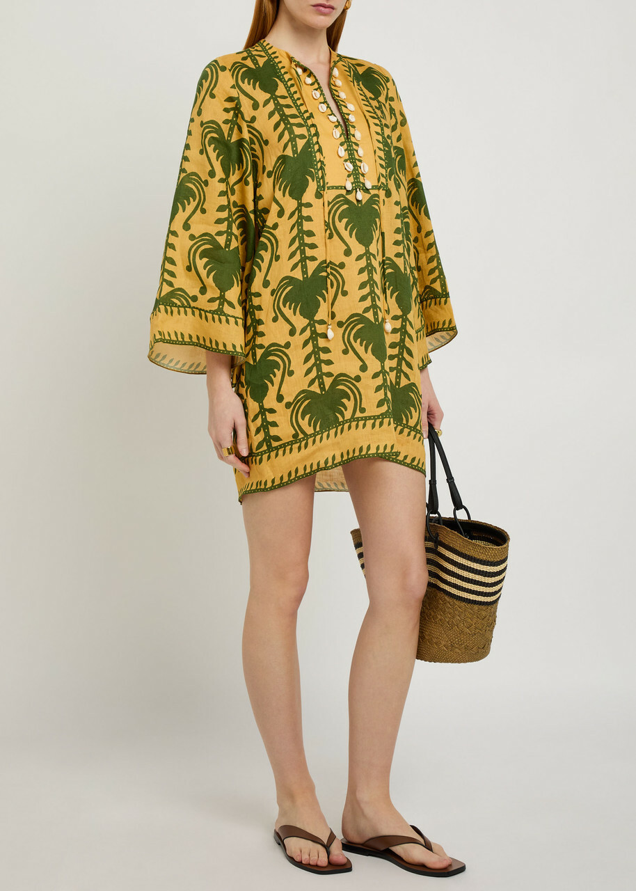Johanna Ortiz Wild Savannah Printed Linen Tunic Yellow