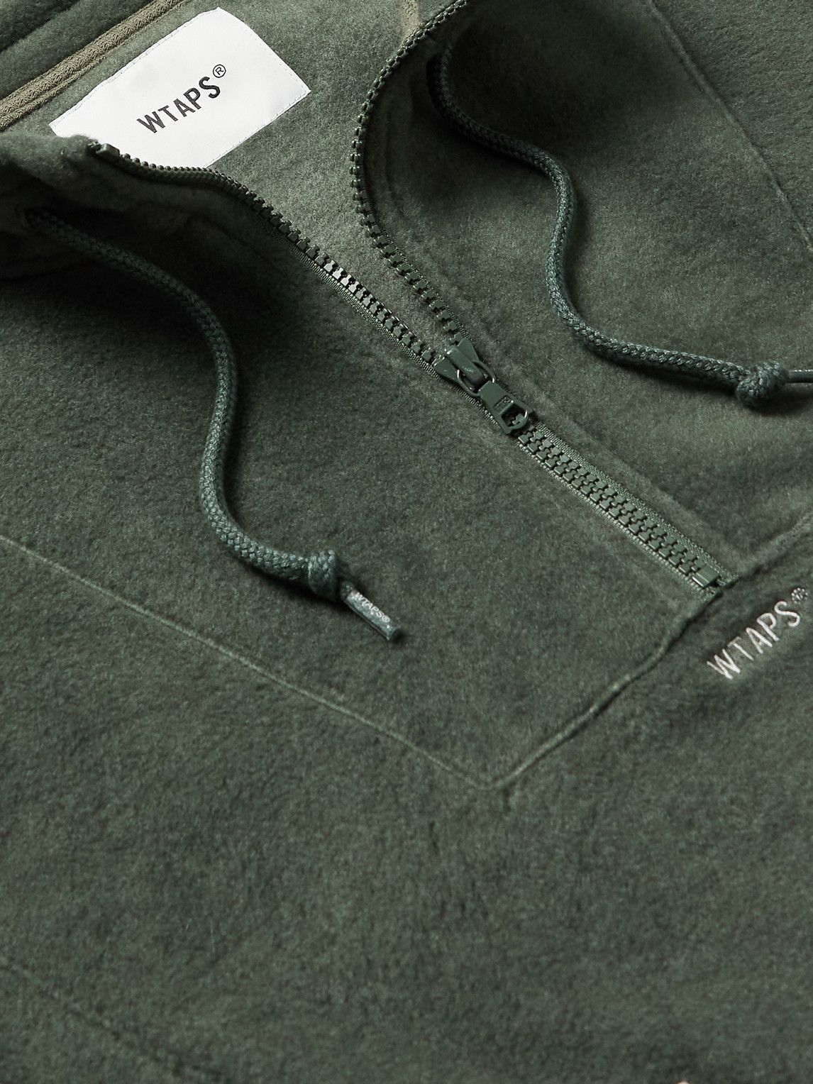 WTAPS - Logo-Embroidered Shell-Trimmed Fleece Half-Zip Sweatshirt
