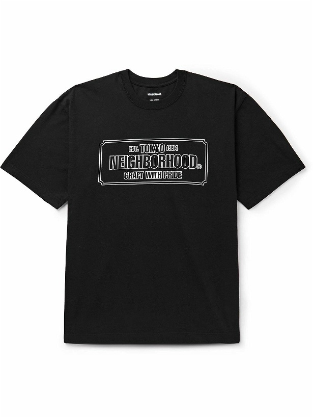 Photo: Neighborhood - Logo-Print Cotton-Jersey T-Shirt - Black