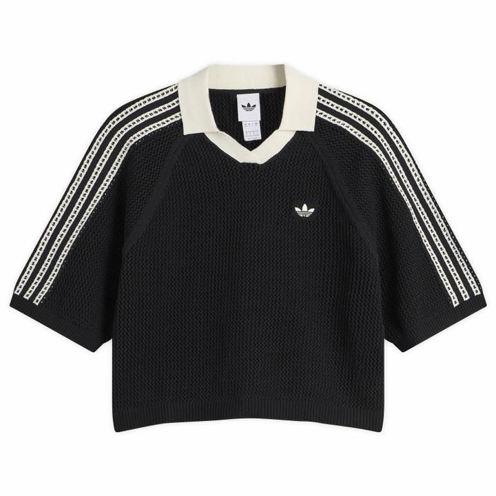 Photo: Adidas Women's Crochet Polo Top in Black