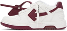 Off-White White & Burgundy Out Of Office Sneakers