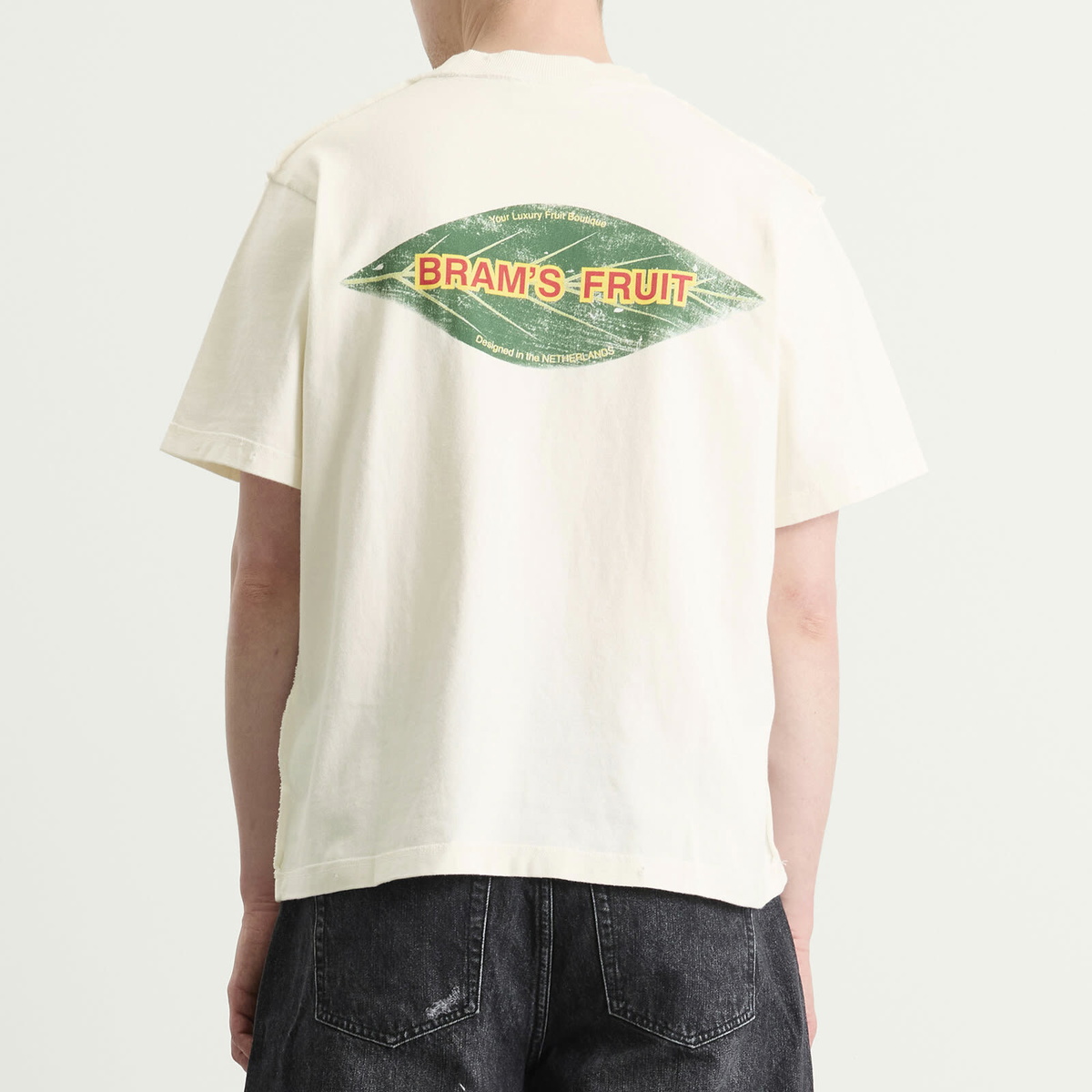 Bram's Fruit Men's Distressed Leaf T-Shirt in Off White