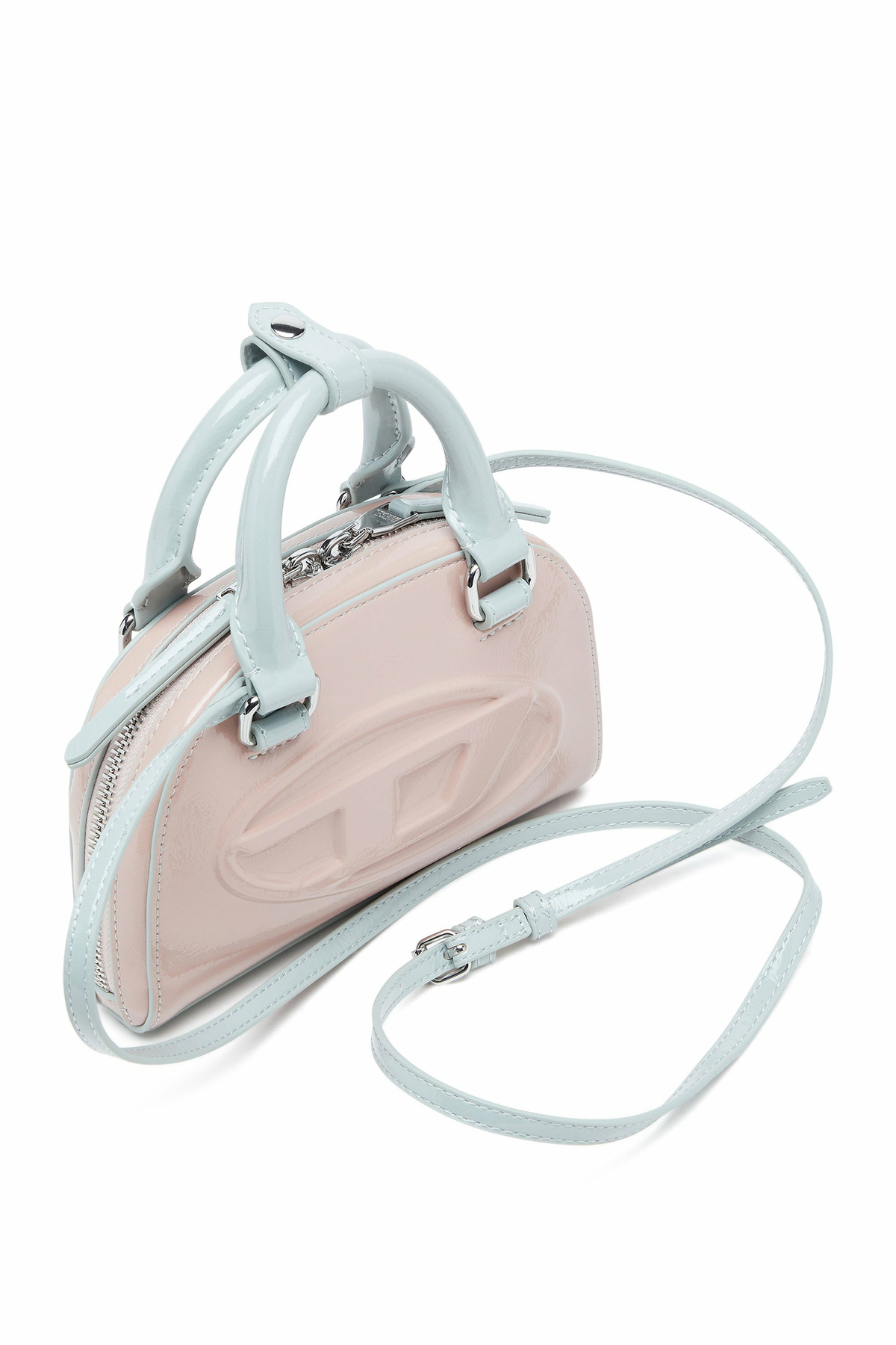 Diesel 1DR Dome-Mini crossbody bag with naplak effect - Crossbody Bags Womens in Pink