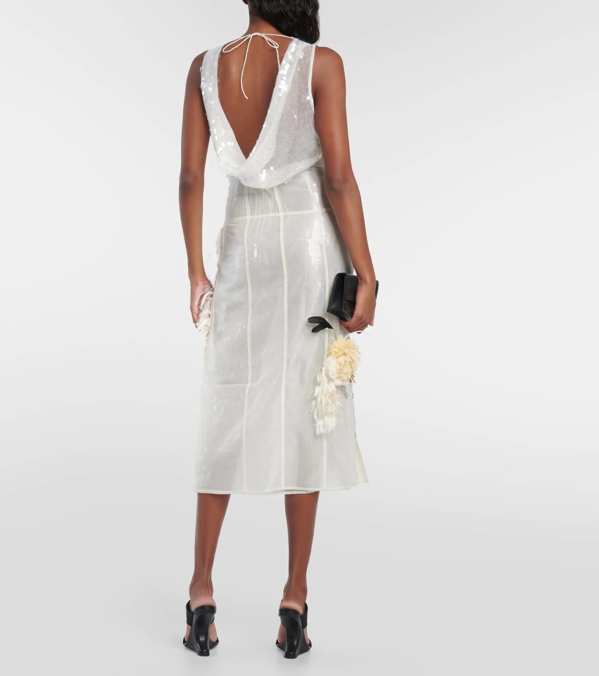 Xu Zhi Appliqué sequined silk midi dress