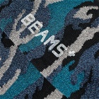 Beams Plus Men's Mélange Camo Sock in Blue