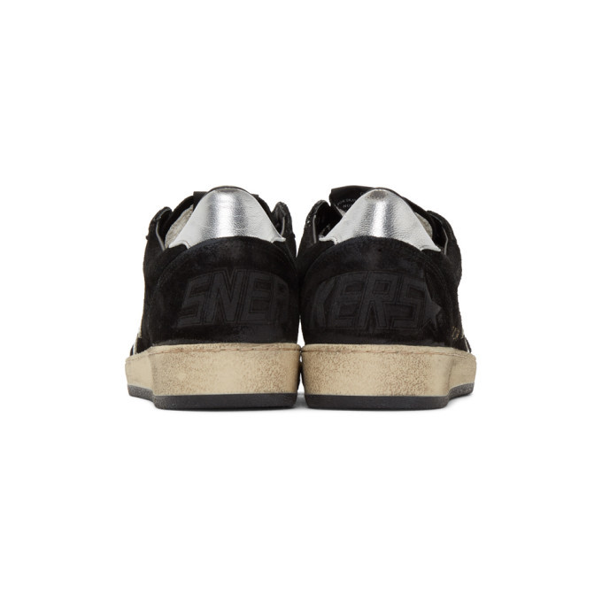Golden Goose Black and Silver Suede Ball Star Sneakers