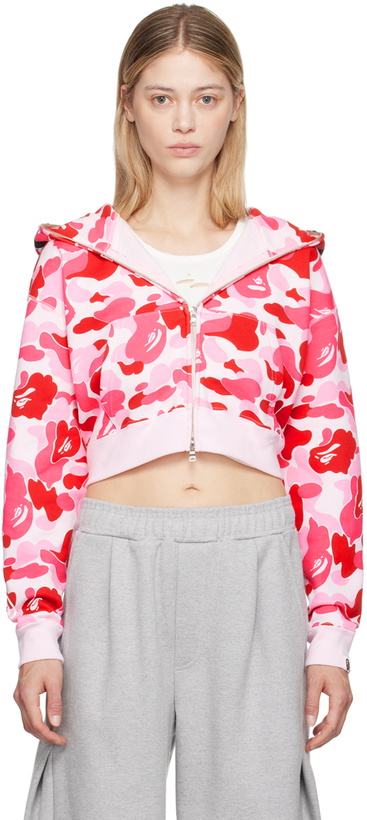 Photo: BAPE Pink ABC Camo Crystal Stone Shark Hoodie