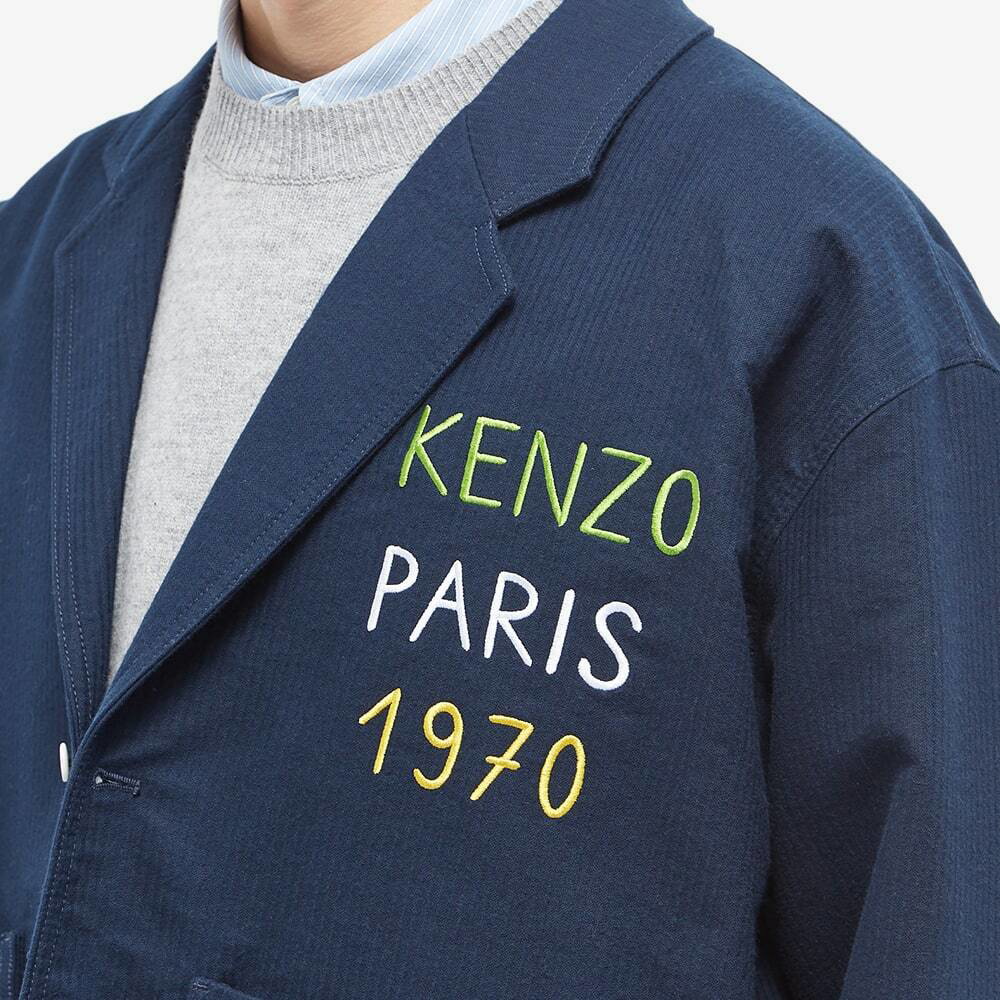 KENZO Sashiko Stitch Zip Up Hoodie in Blue for Men