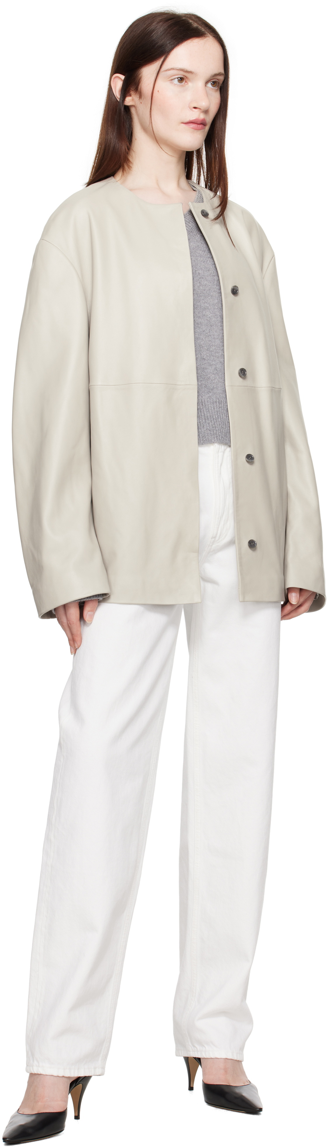 Loulou Studio Gray Atalia Leather Jacket