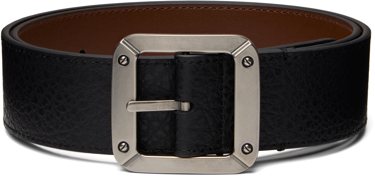 Acne Studios Black Grainy Reversible Belt