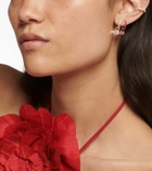 Robinson Pelham Orb Midi and Heart EarWish 14kt gold single hoop earring with diamonds and rubies