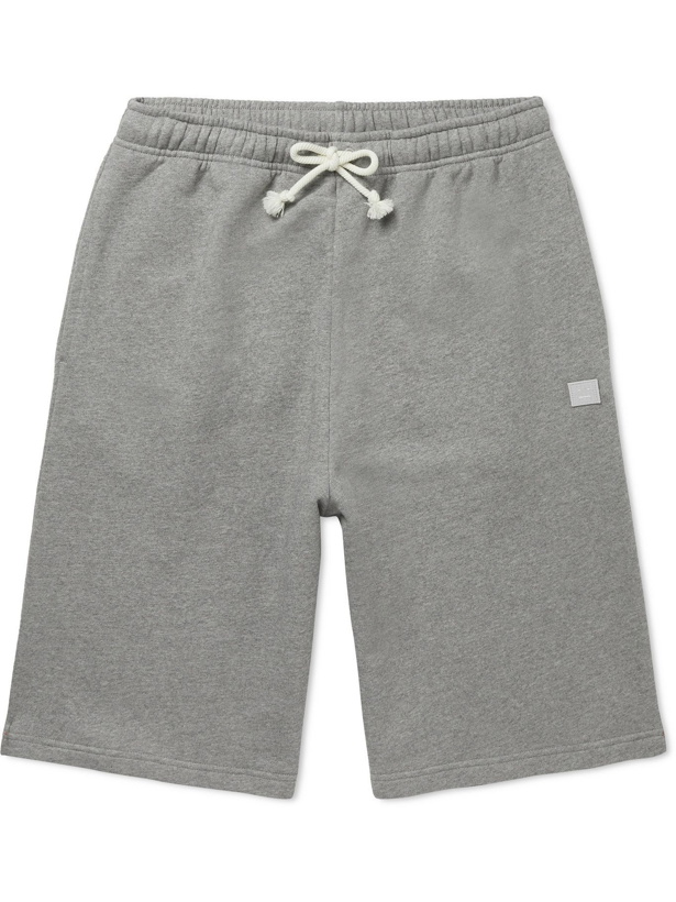 Photo: ACNE STUDIOS - Wide-Leg Logo-Appliquéd Cotton-Jersey Drawstring Shorts - Gray