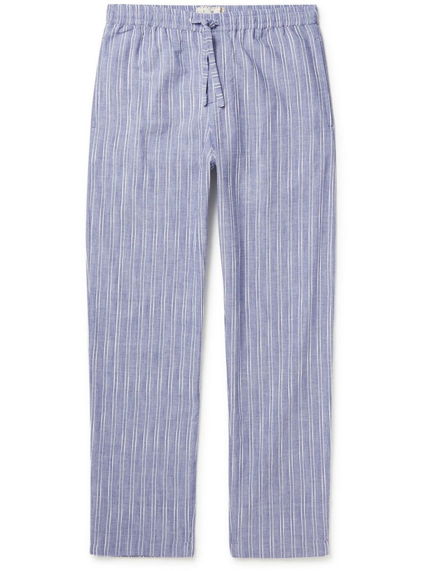 Photo: SMR Days - Malibu Wide-Leg Striped Cotton-Voile Drawstring Trousers - Blue