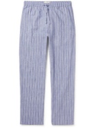 SMR Days - Malibu Wide-Leg Striped Cotton-Voile Drawstring Trousers - Blue
