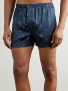 Derek Rose - Brindisi Printed Silk-Satin Boxer Shorts - Blue