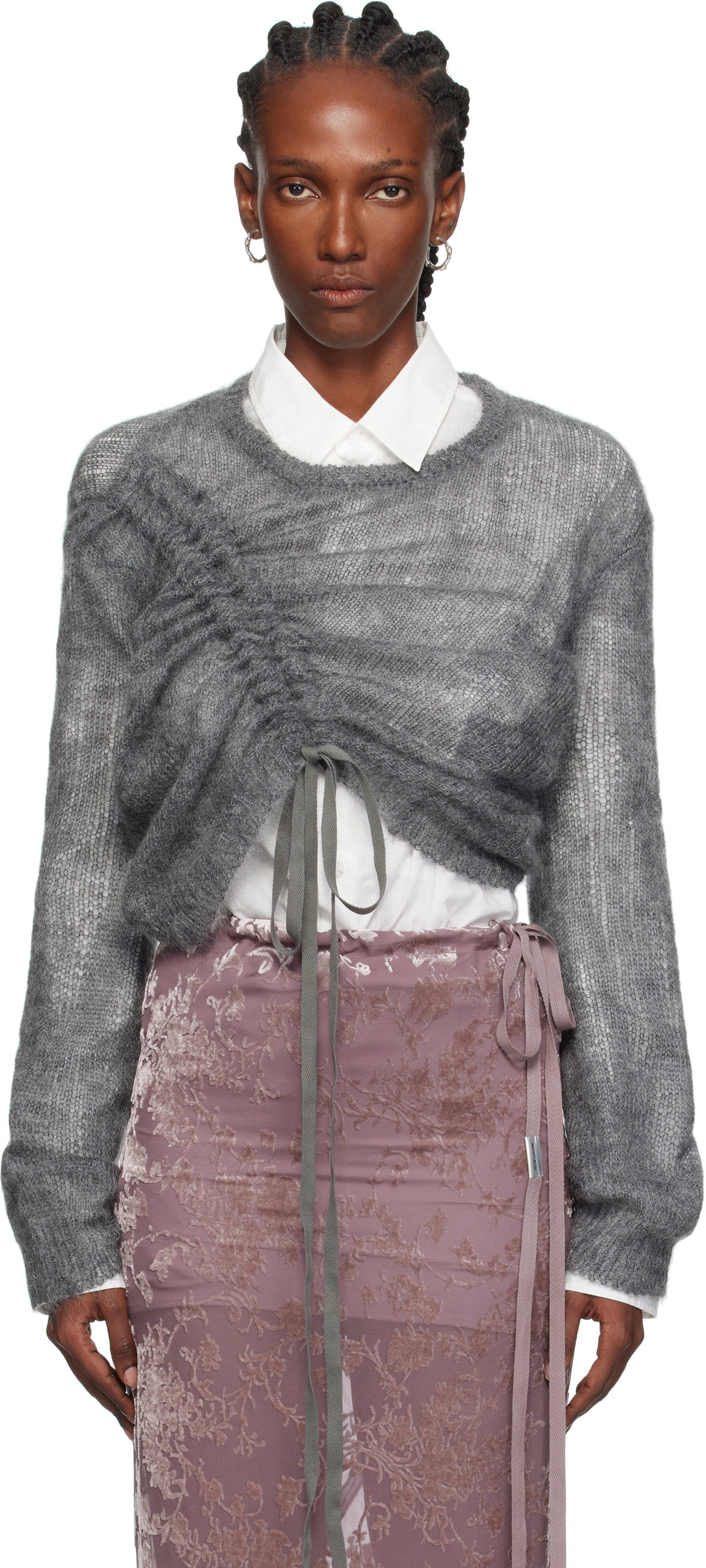 Ann Demeulemeester Gray Zinaida Drawstring Sweater