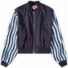 Kenzo Paris Men's Wavy Stripes Bomber Jacket in Midnight Blue
