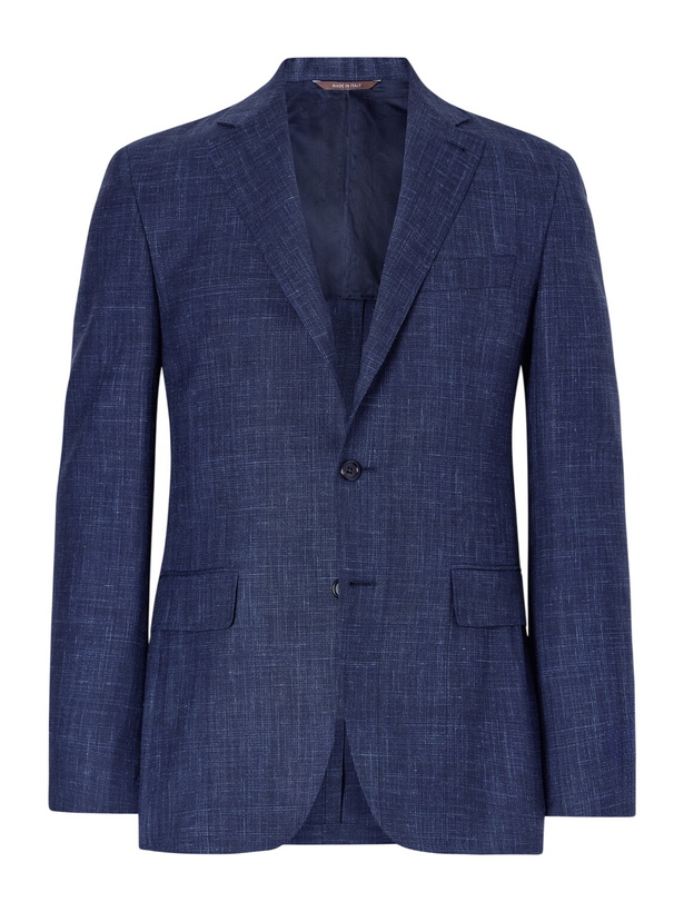 Photo: Canali - Wool, Silk and Linen-blend Suit Jacket - Blue