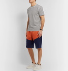 Brunello Cucinelli - Colour-Block Nylon and Mélange Cotton-Blend Jersey Drawstring Shorts - Orange