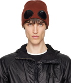 C.P. Company Burgundy Cotton Goggle Beanie