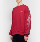 AMIRI - Oversized Embroidered Webbing-Trimmed Loopback Cotton-Jersey Sweatshirt - Red