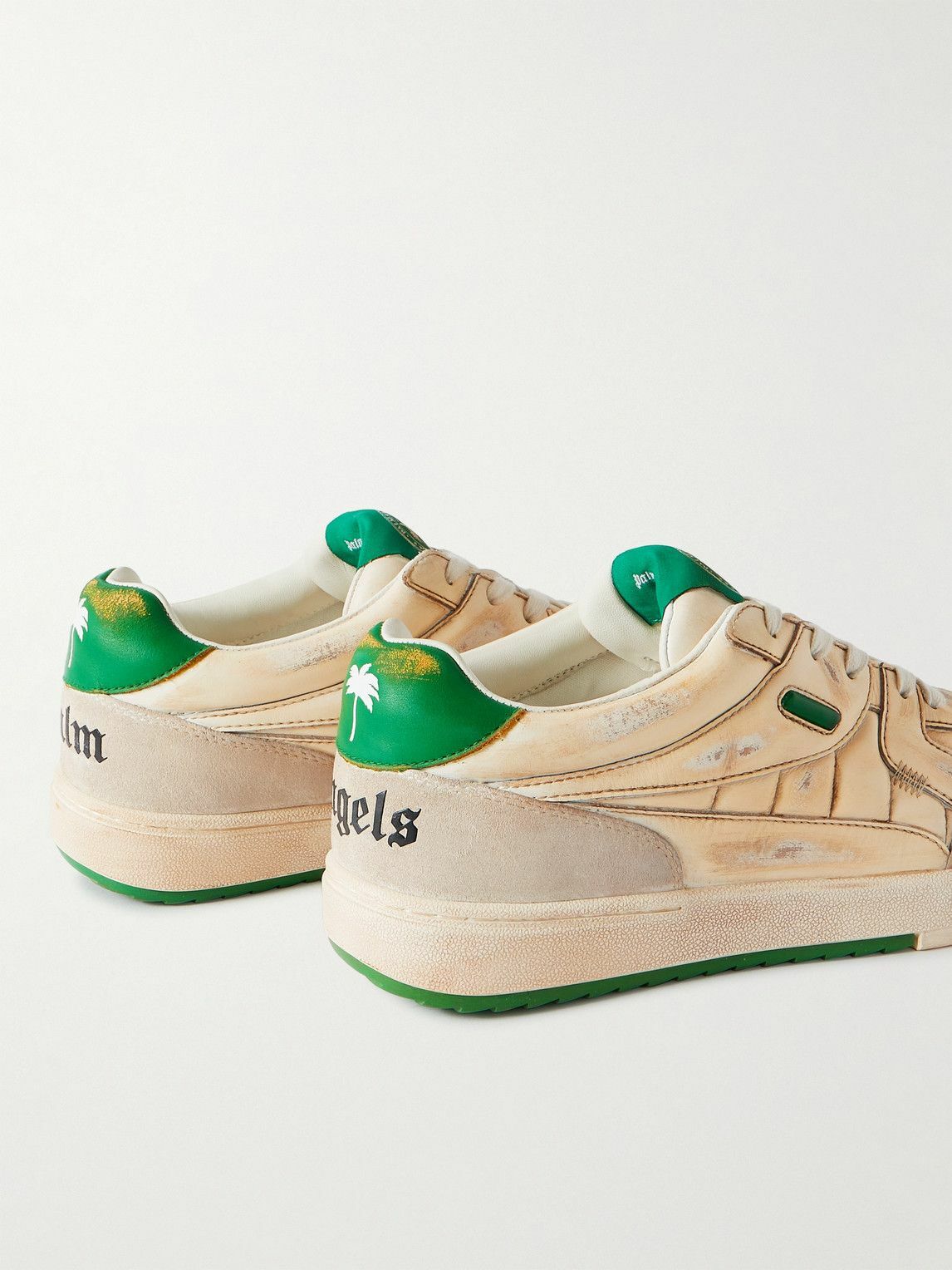 Palm Angels - University Distressed Suede-Trimmed Leather