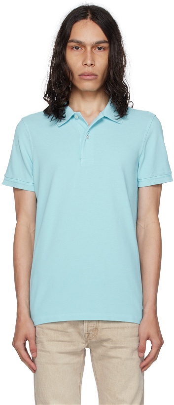 Photo: TOM FORD Blue Embroidered Polo