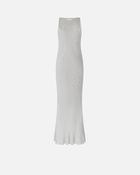 Pinko Sleeveless Dress In Metallic Ribbed Knit Pearl Grey