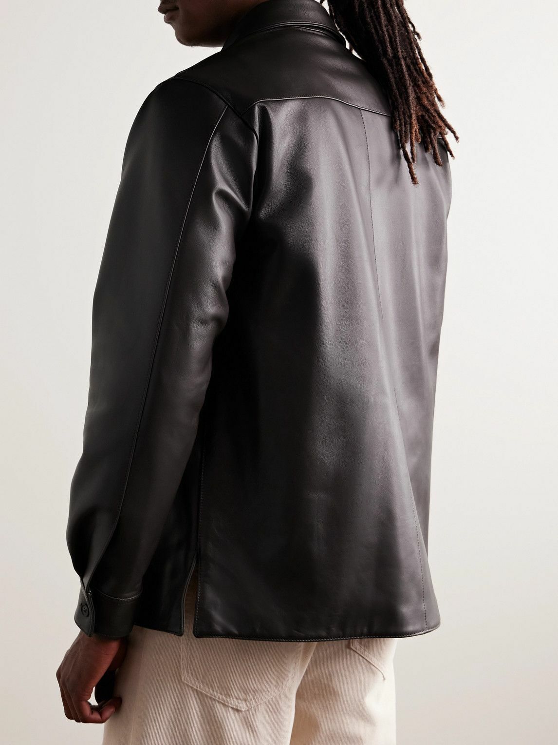 Saman Amel - Leather Shirt Jacket - Brown