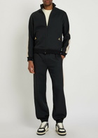 Valentino Garavani Panelled Jersey-twill Track Pants Black And White