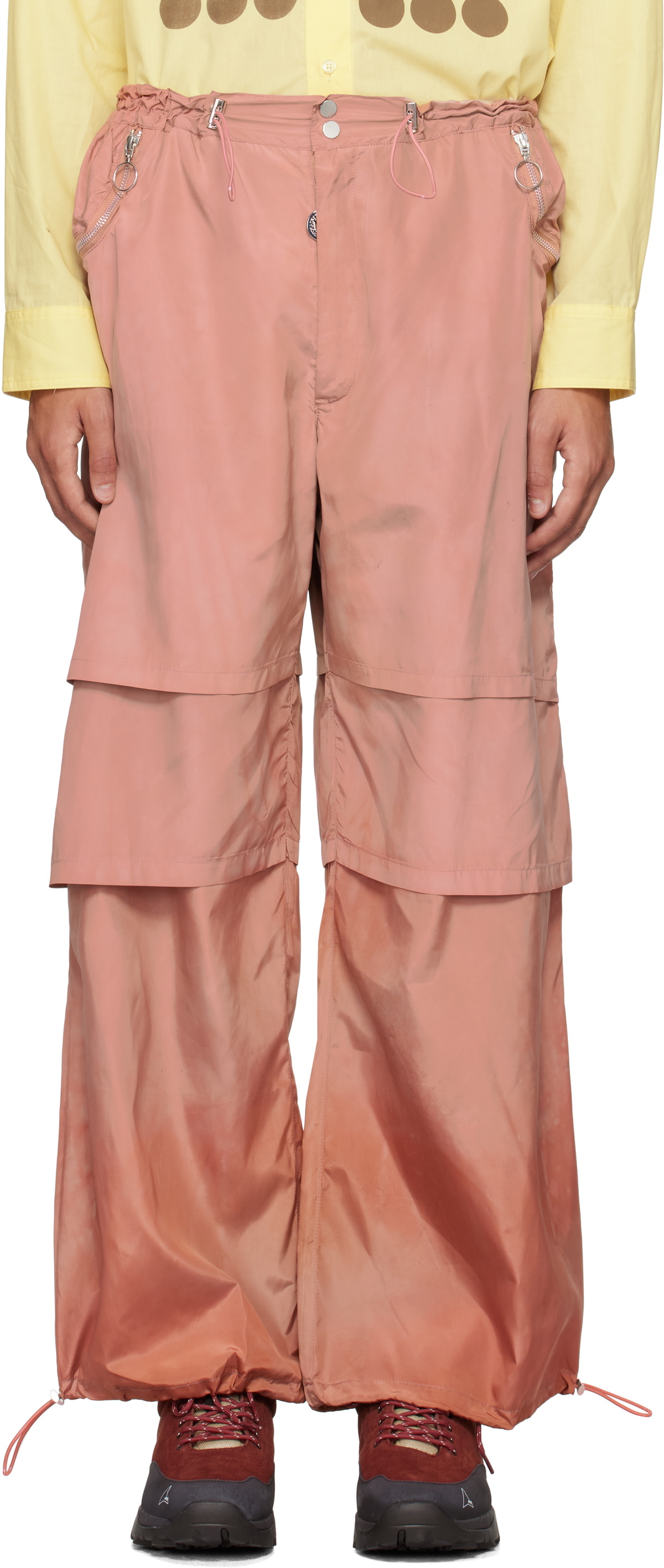 Charlie Constantinou Red Triple Layered Nylon Trousers