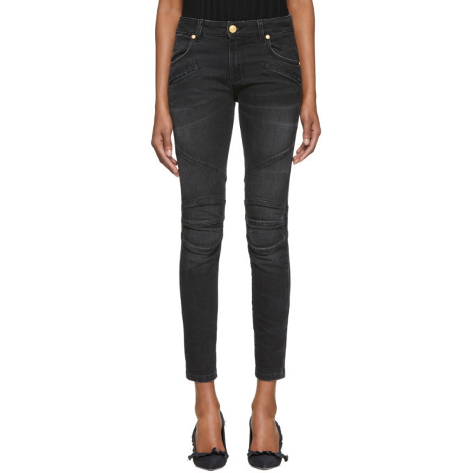 Photo: Pierre Balmain Black Biker Jeans