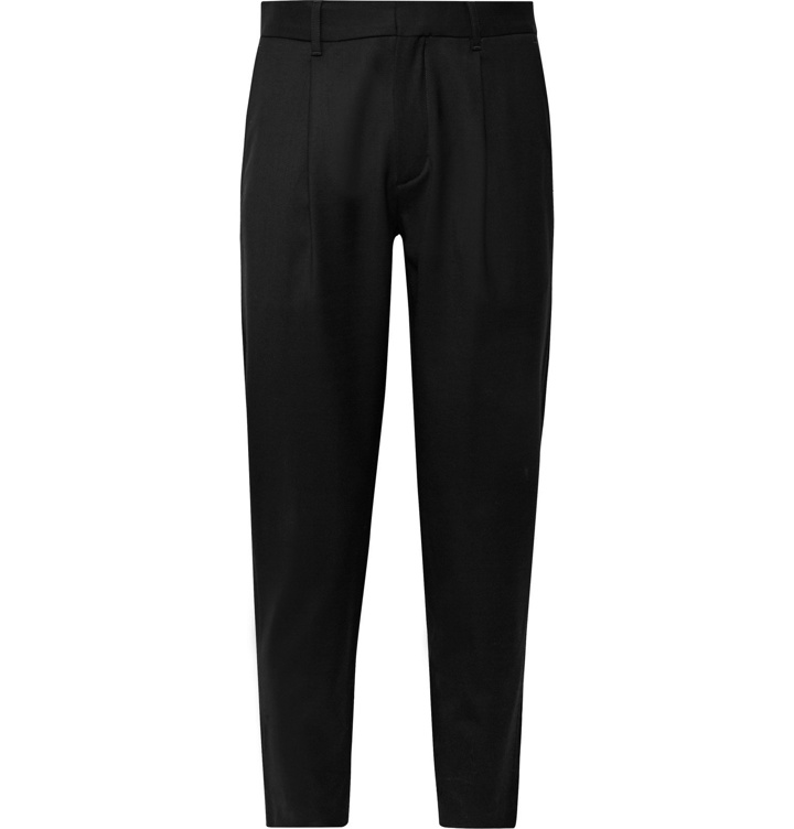 Photo: Theory - Black Page Tapered Pleated Stretch-Wool Trousers - Black
