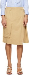 Dries Van Noten Beige Wrap Midi Skirt