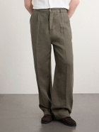 3sixteen - Straight-Leg Pleated Linen Trousers - Green