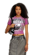 Diesel Cropped sun-faded T-shirt - T-Shirts Womens in Violet