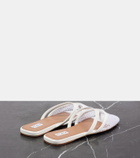 Alaïa Infradito fishnet leather-trimmed mules