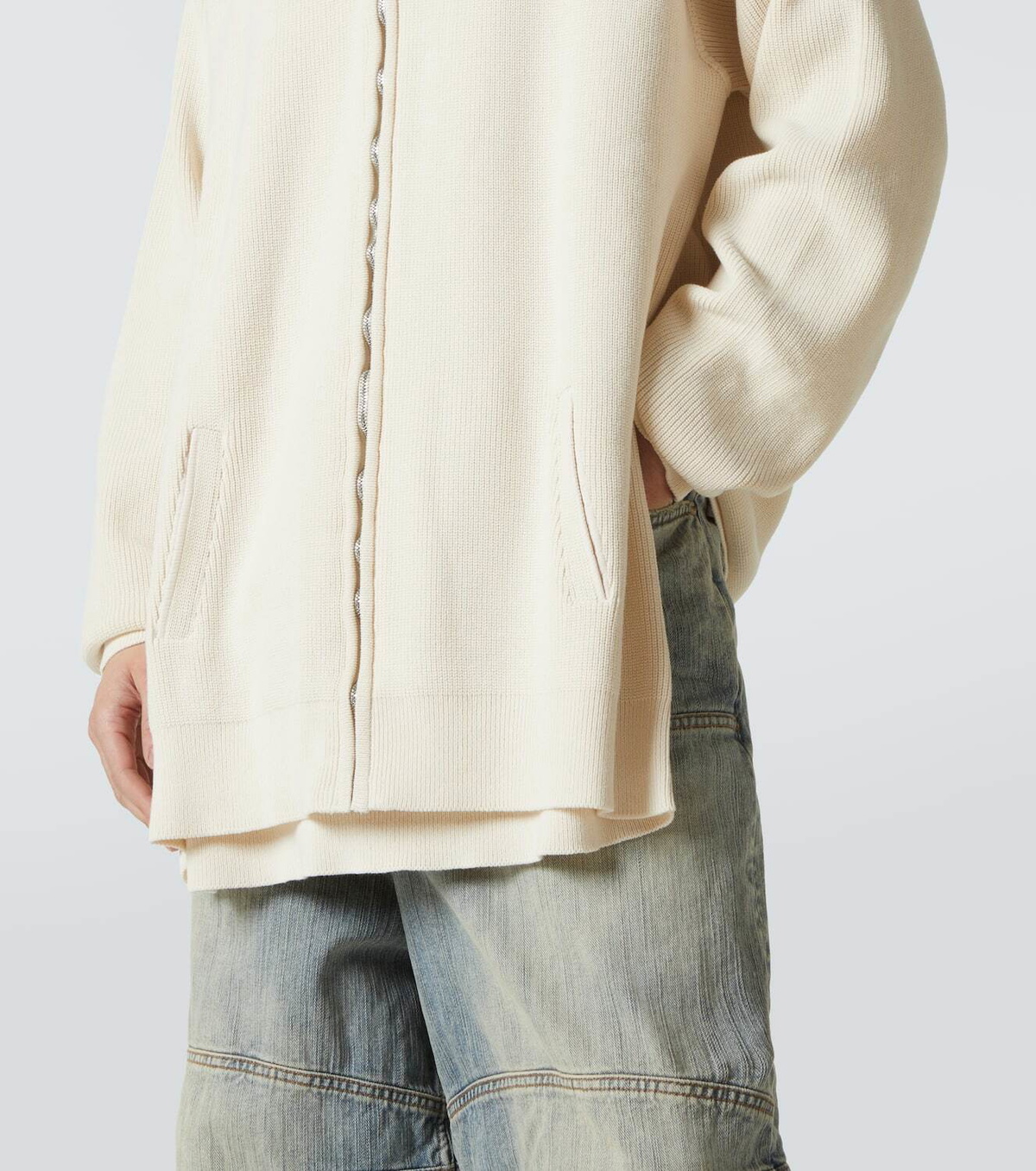 Balenciaga Logo cotton-blend zip-up cardigan