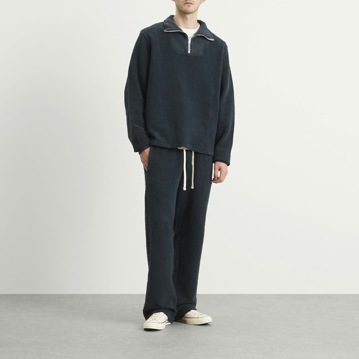 Les Tien Men's Inside Out Half Zip Yacht Pullover in Faded Black