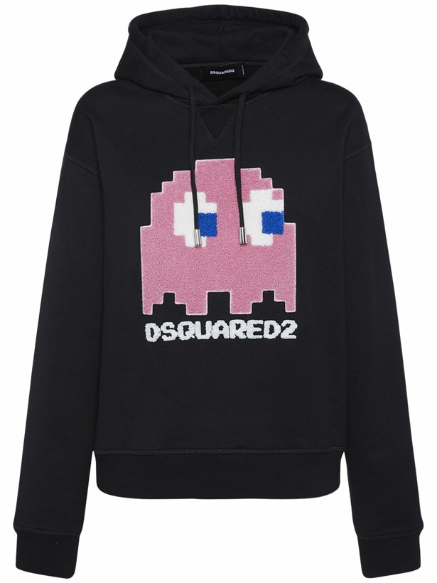 Photo: DSQUARED2 - Pac-man Logo Embroidered Cotton Hoodie