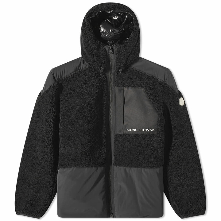 Photo: Moncler Men's Genius Hull Teddy Fleece Hooded Jacket in Black