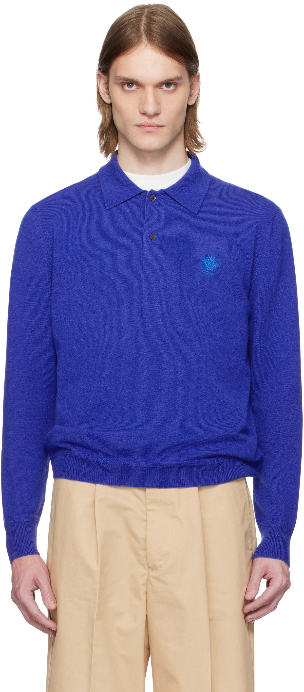 Bally Blue Knit Cashmere Polo